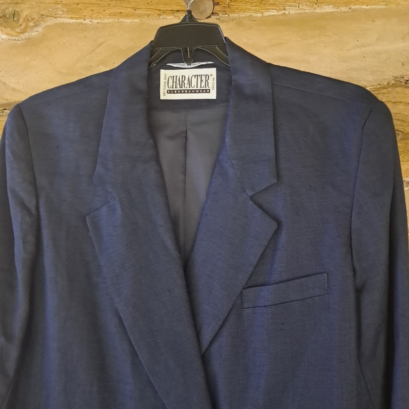 Character Suburbanwear Vintage Navy Double Breasted Linen Blazer Size 16 - Picture 2 of 10